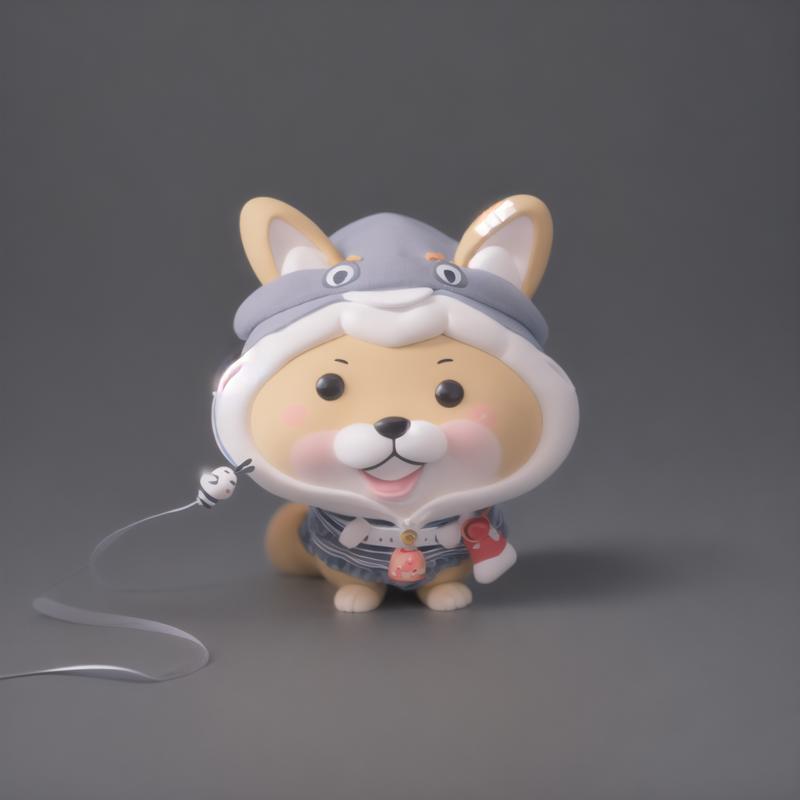 00063-672688301-(masterpiece, best quality_1.1)Chibi,A  little cute  dog   in a  clothes  with a  hat ,Soft light , white background,.png